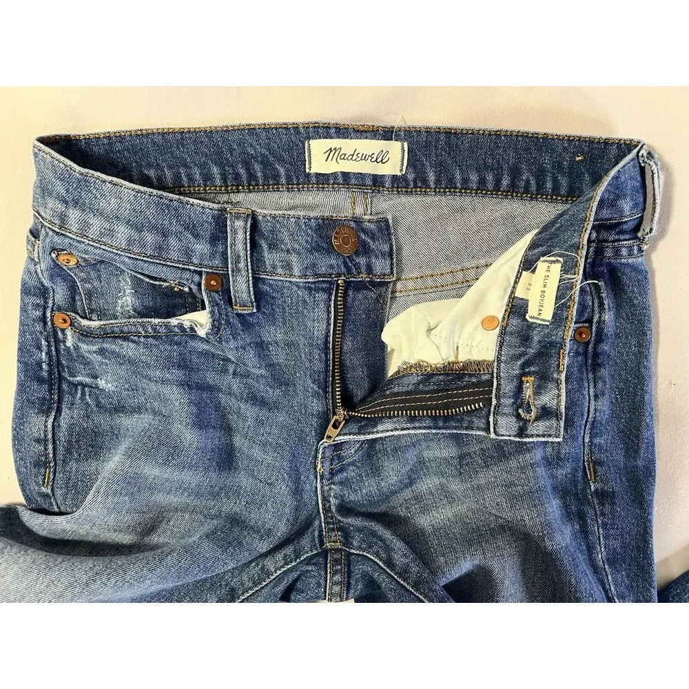 Womens MADEWELL The Slim Boyjean Stretch Denim Jeans 23 Med Wash‎ - Picture 5 of 10
